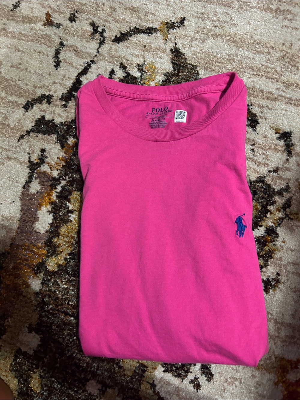 Polo by Ralph Lauren Bright Pink Short-Sleeve Crewneck Tee with Navy Pony